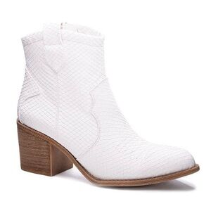 White Snake Ankle Bootie